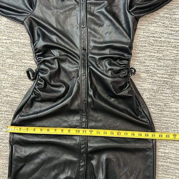 NWT Jonathan SIMKHAI Standard Hearst Faux Leather Midi Shirt Dress Black Size 8 - Picture 14 of 16